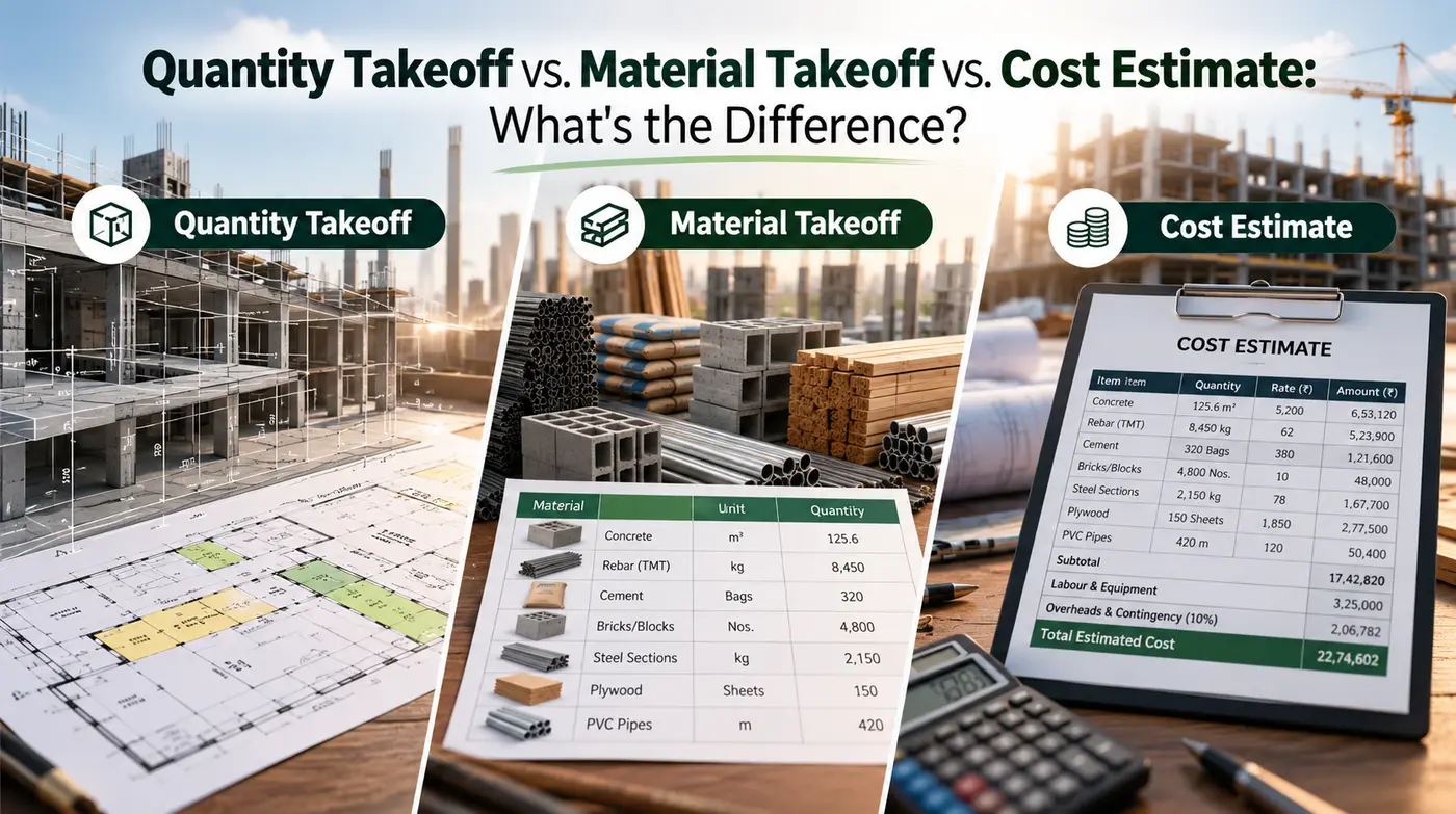 Quantity Takeoff vs. Material Takeoff vs. Cost Estimate: What's the Difference?